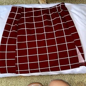 A cute red and white plaid skirt